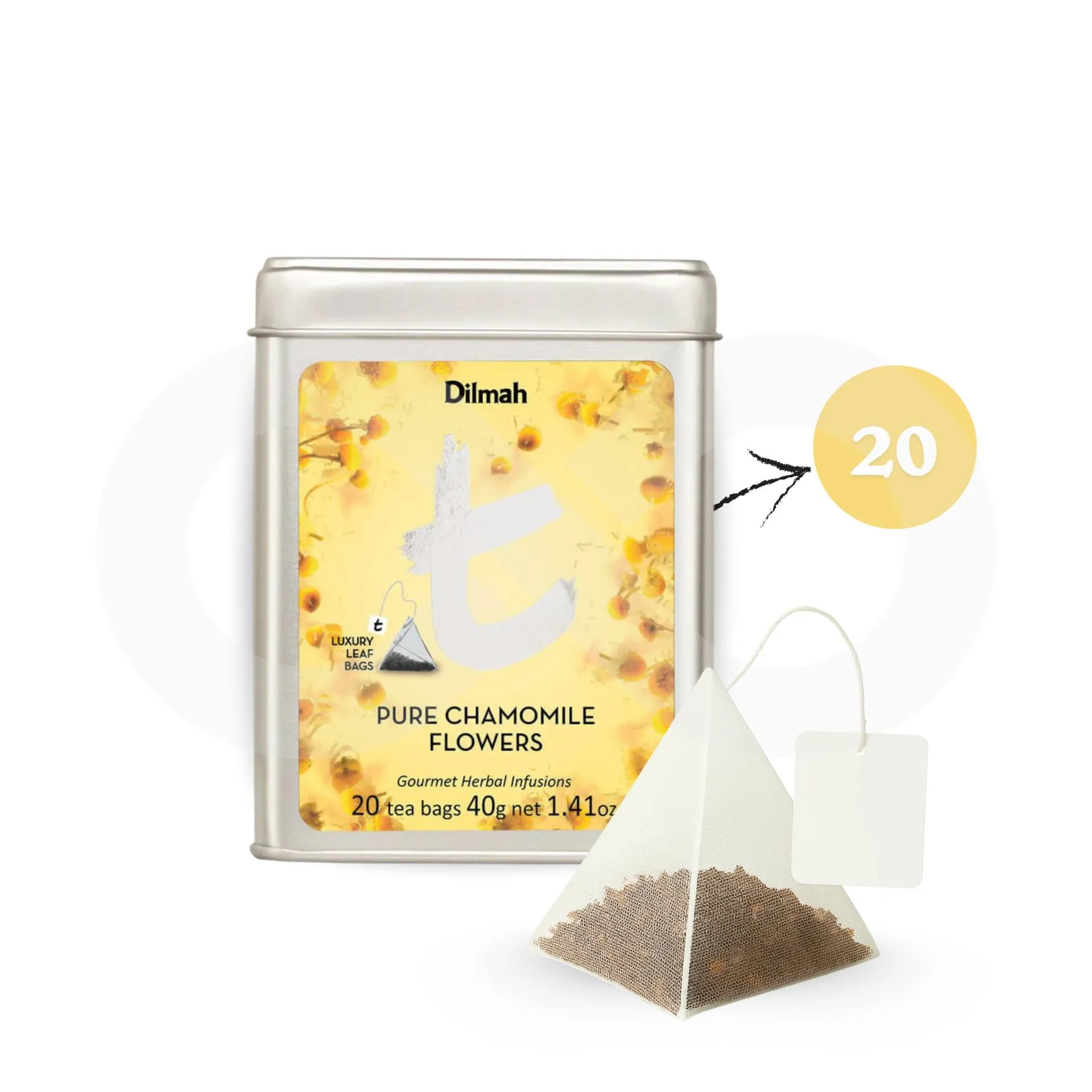 Dilmah T-Series Pure Chamomile Flowers — 20 pirámides