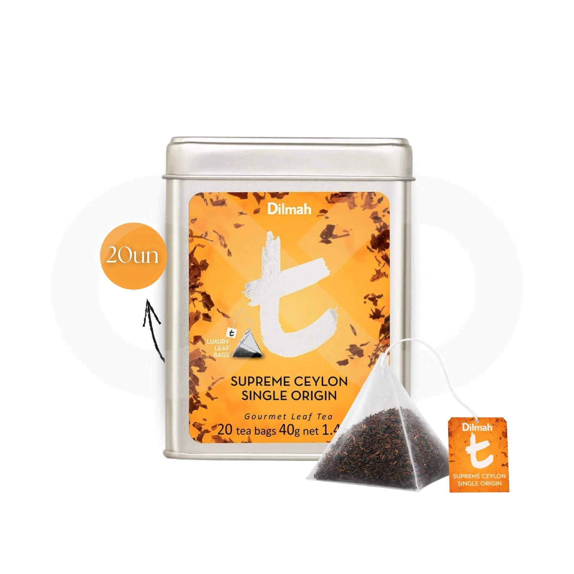 Dilmah T-Series Supreme Ceylon Single Origin — 20 sachets pyramide