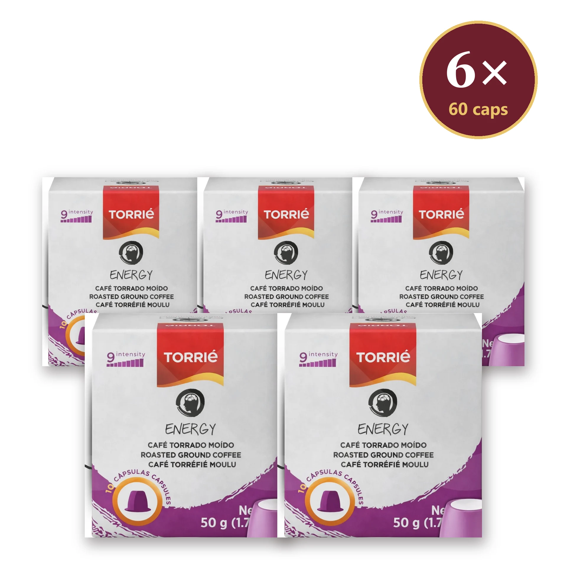 Torrié Energy — pack de 6 caixas (60 cápsulas Nespresso)