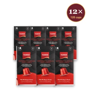 Torrié Expresso Clássico — pack de 12 caixas (120 cápsulas de alumínio Nespresso)