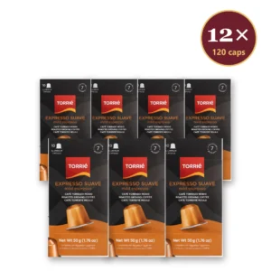 Torrié Expresso Suave — pack de 12 caixas (120 cápsulas de alumínio Nespresso)