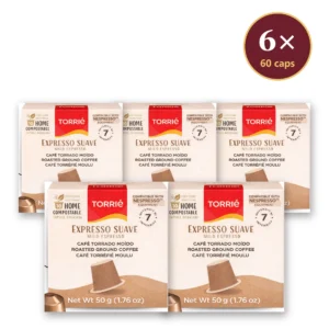 Torrié Expresso Suave — pack de 6 caixas (60 cápsulas compostáveis Nespresso)