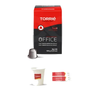 Torrié Kit Office Cápsulas — 100 cápsulas, 100 azúcares, 100 vasos y 100 paletinas