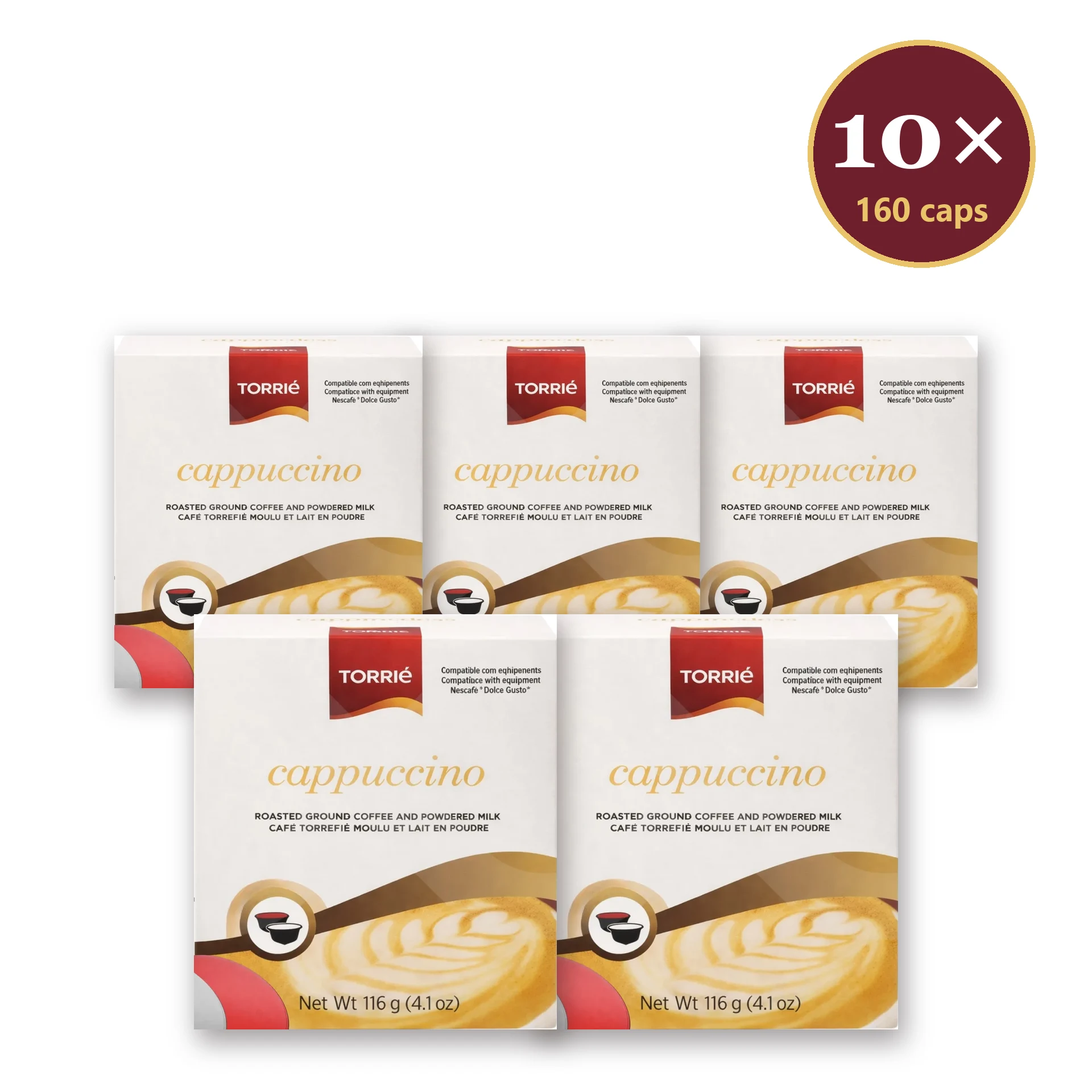 Torrié Capuchino — pack de 10 cajas (80 + 80 cápsulas Dolce Gusto)